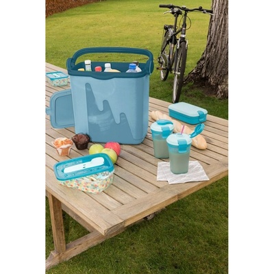 Curver Tourist Passive Cooler Box 262270 - 32L Blue Large Insulated Ice Box with Handle for Extended Camping & Group Adventures