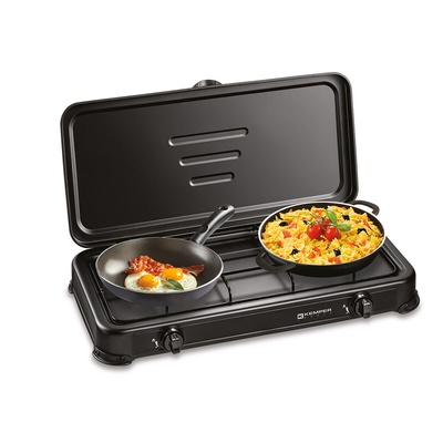 Kemper Professional 2-Burner Gas Camping Stove 57x30x65cm - Heavy Duty Outdoor Cooker
