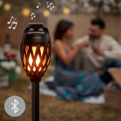 Spekkle InnovaGoods 3-in-1 Wireless Flame Effect Speaker - Bluetooth 5.0 with 24 LED Tiki Torch Design - Perfect for Outdoor Parties & Home Ambiance