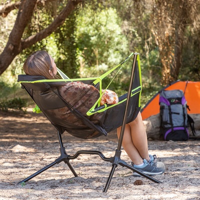 Kamprock Folding Camping Chair with Swing - Automatic Recline & Cup Holder