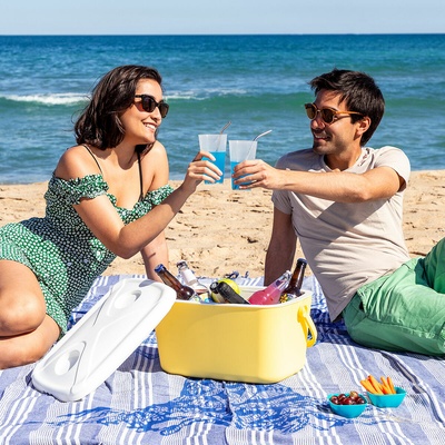 InnovaGoods 15L Portable Hard Cooler Box - Retro Style with Multifunctional Lid