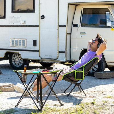 Cafolby Folding Camping Table with Cover - Ultra-Lightweight 48x48cm Textile Table