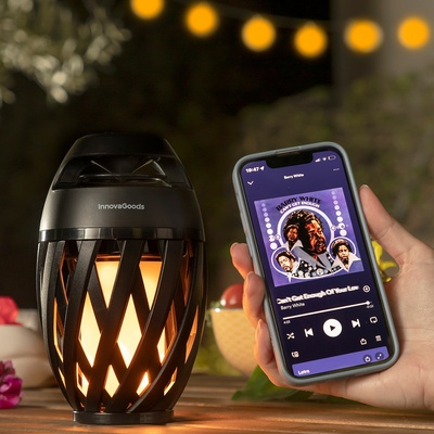 Spekkle InnovaGoods 3-in-1 Wireless Flame Effect Speaker - Bluetooth 5.0 with 24 LED Tiki Torch Design - Perfect for Outdoor Parties & Home Ambiance