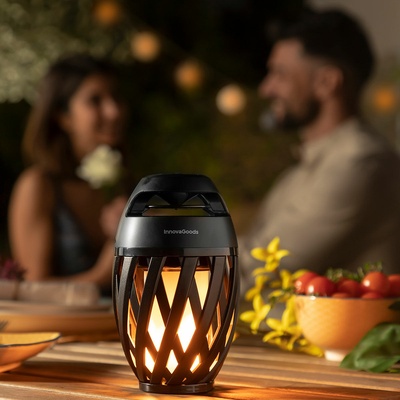 Spekkle InnovaGoods 3-in-1 Wireless Flame Effect Speaker - Bluetooth 5.0 with 24 LED Tiki Torch Design - Perfect for Outdoor Parties & Home Ambiance