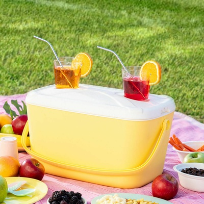 InnovaGoods 15L Portable Hard Cooler Box - Retro Style with Multifunctional Lid
