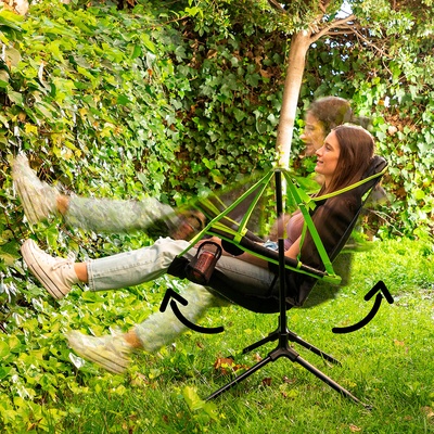 Kamprock Folding Camping Chair with Swing - Automatic Recline & Cup Holder